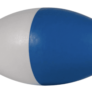 A Pentair R181086 No. 590 Rope Float, 5 in. x 9 in., Blue/White on a white background.